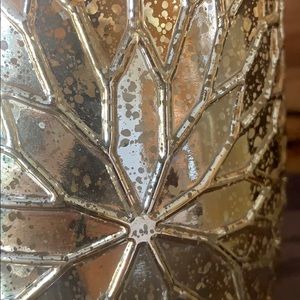 Glass Candle Holder Gold Dahlia Prints